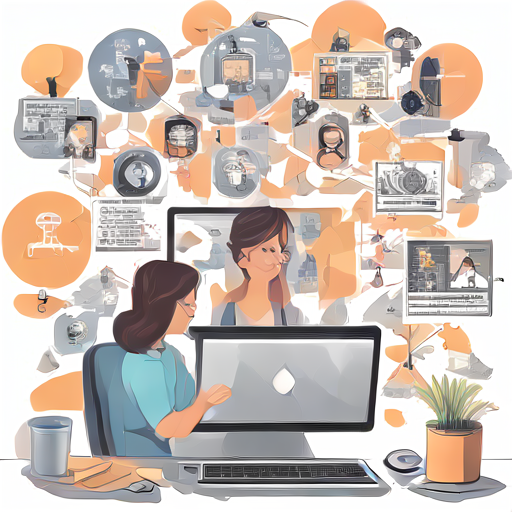 Persona trabajando en una computadora con iconos de inteligencia artificial y herramientas de diseño, simbolizando el impacto digital en la creatividad.